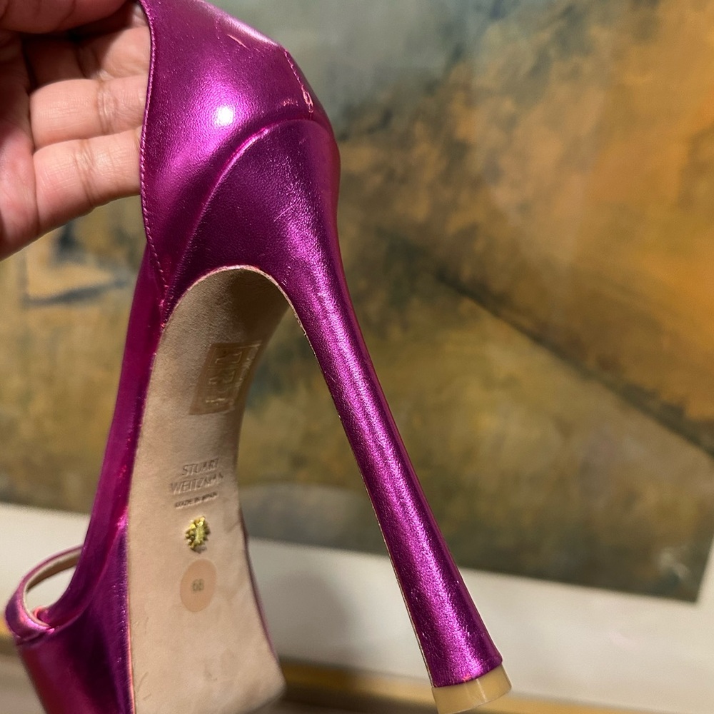 🌹STUART WEITZMAN 🌹Nudistcurve Platform Sandal In Azalea Size: 6B - Picture 10 of 16